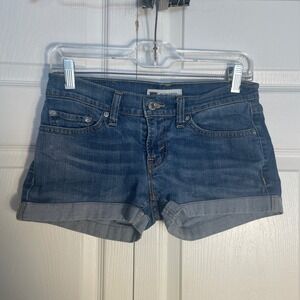Vintage Levis 524 Denim Shorts 28" Waist Blue Y2K Too Superlow Cuffed Distressed